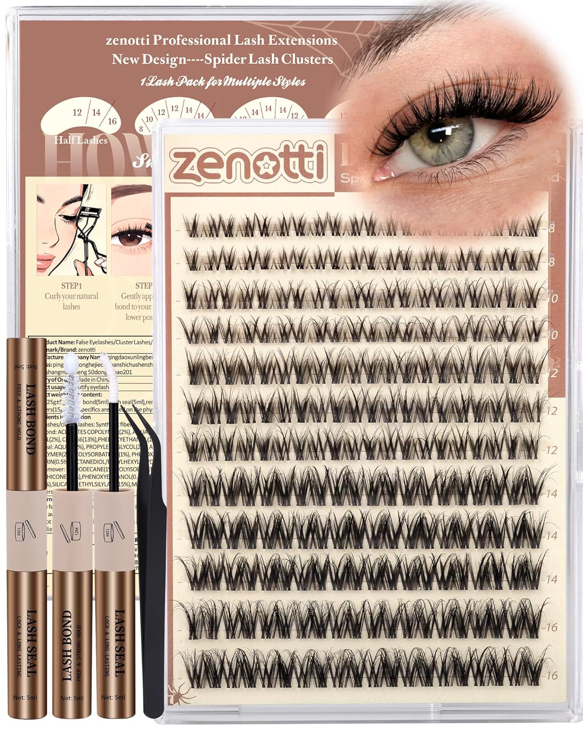 Natural Lash Clusters - Wispy Spider Eyelash Extensions | DIY Individual Lashes 8-16mm D Curly