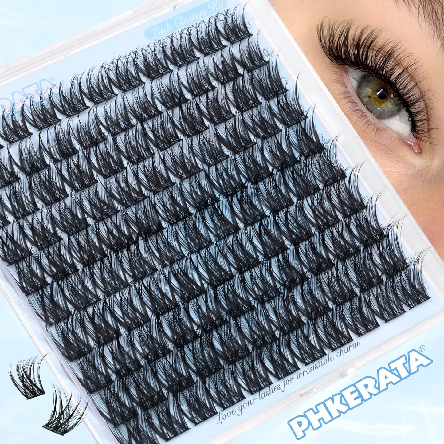 Wispy Lash Clusters - Natural Eyelash Extensions, 110 Pcs C Curvature | 10-16 mm Mix Length, Reusable with Thin Band