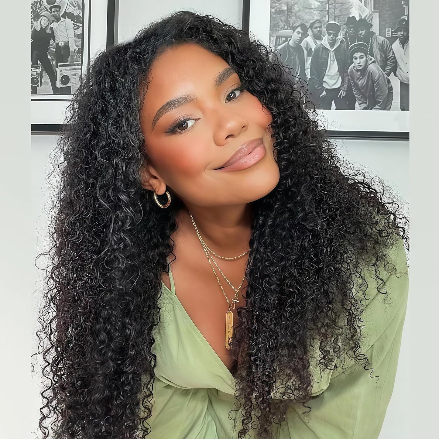 Burmese Curly Half Wig - 200% Density Human Hair | 14-Inch Glueless Flip Over for Black Women