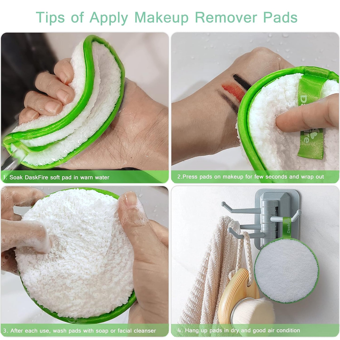 Reusable Makeup Remover Pads - Hypoallergenic Facial Wipes for Mascara, Eye Shadow, Lipstick | 3 Pcs, 4.5" Diameter