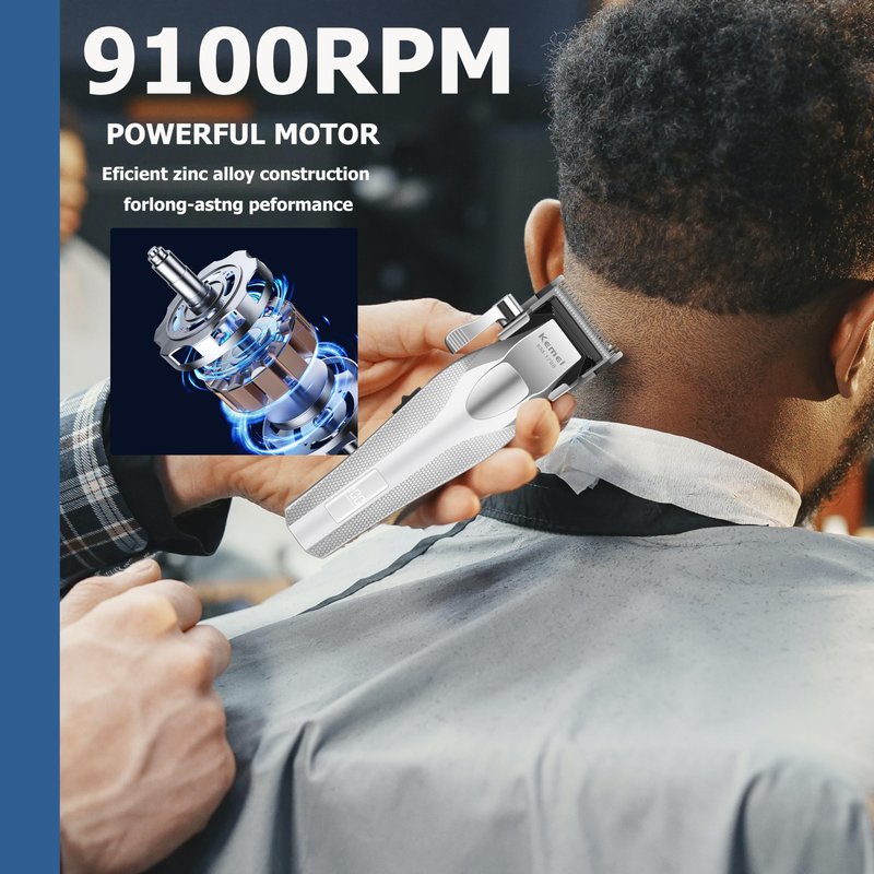KEMEI Professional Hair Clippers, Cordless Clippers for Men Trimmers for Barbers 9100 RPM Clippers for Hair Cutting with Full Metal Body Ceramic and DLC Blades KM-1798