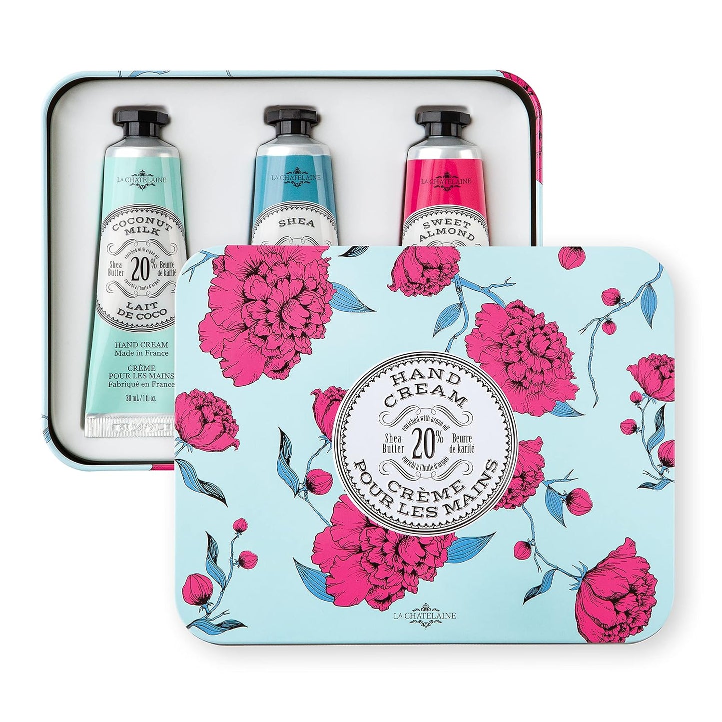 La Chatelaine 20% Shea Butter Hand Cream - Nourishing Travel Size Gift Set for Women | Coconut Milk & Lychee Cranberry