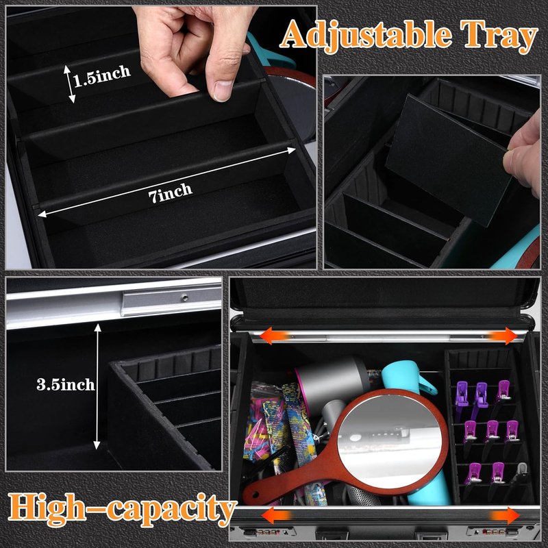 Professional Barber Accessories Case - Large Capacity Grooming Suitcase with Sliding Tray & Combination Lock | Travel-Friendly Design