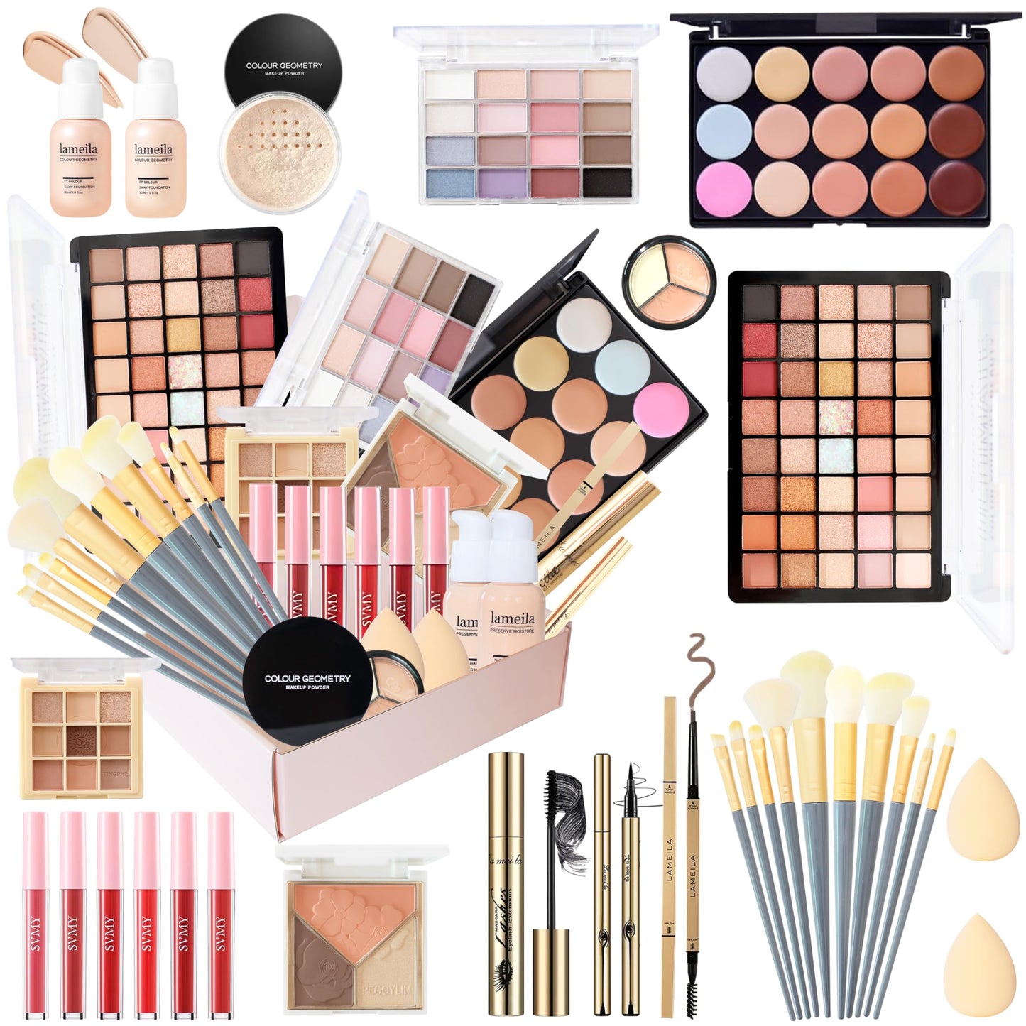 All-in-One Makeup Kit for Women & Teens | Full Face Makeup Set Including Foundation, Eyeshadow, Lipstick, Eyeliner & Brushes | Travel, Gift Box Bundle(40-Box)