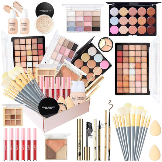 All-in-One Makeup Kit for Women & Teens | Full Face Makeup Set Including Foundation, Eyeshadow, Lipstick, Eyeliner & Brushes | Travel, Gift Box Bundle(40-Box)