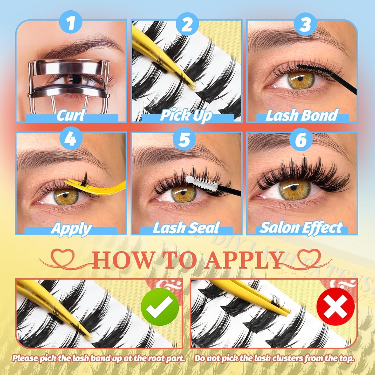 Manga Lash Clusters Kit - Spiky Anime Eyelash Extensions 270 Pcs | D Curl, 10-16mm, Fluffy & Natural Look