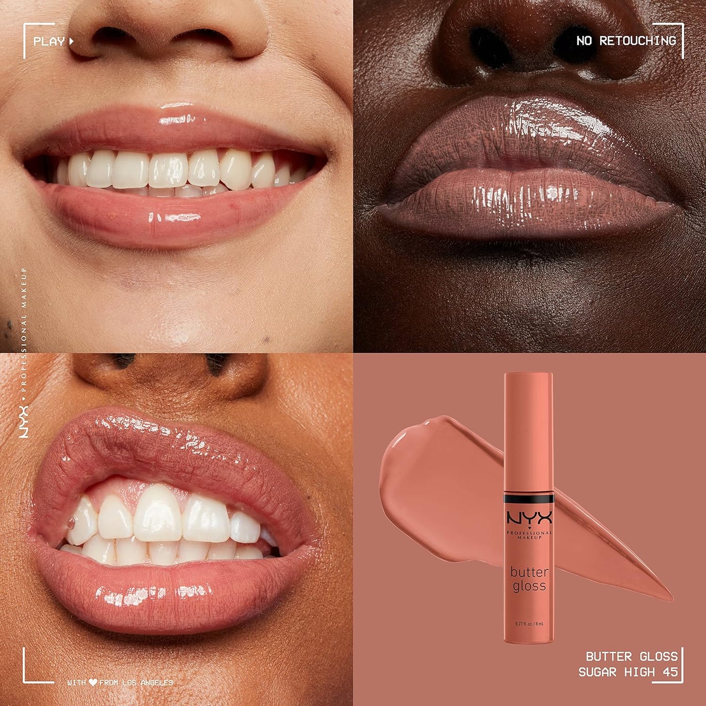 NYX Butter Gloss - Non-Sticky Brown Sugar Lip Gloss Trio | 3 Flavors: Sugar High, Spiked Toffee, Butterscotch