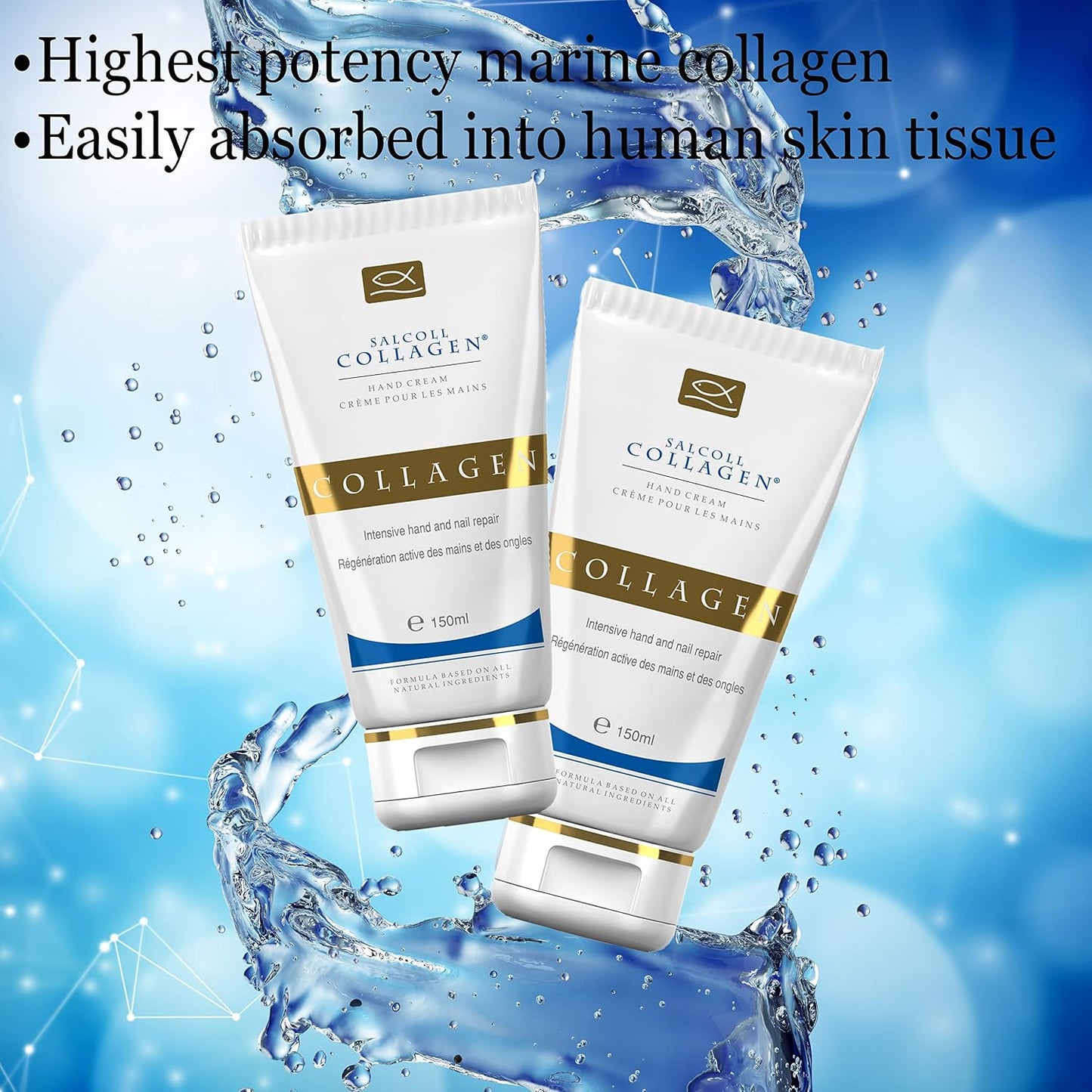 Bioactive Anti-Aging Collagen Hand Cream - Hypoallergenic Moisturizer for All Skin Types | 150 ml