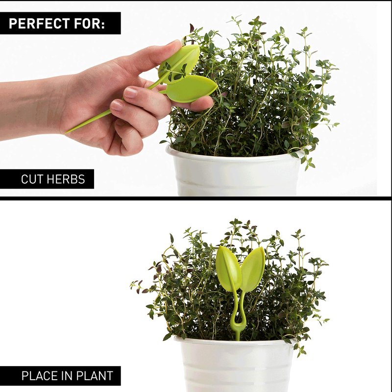 Peleg Design Leafers Herb Scissors Set, Multipurpose Plastic Cutting Shears for Snipping Herbs, Green Herb Cutter with Leaf Design - Kitchen Gadget
