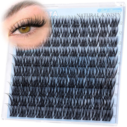 Wispy Lash Clusters - 12-14-16mm Natural Eyelash Extensions for Soft, Fluttery Look | 110 Pcs Ultra-Thin Band