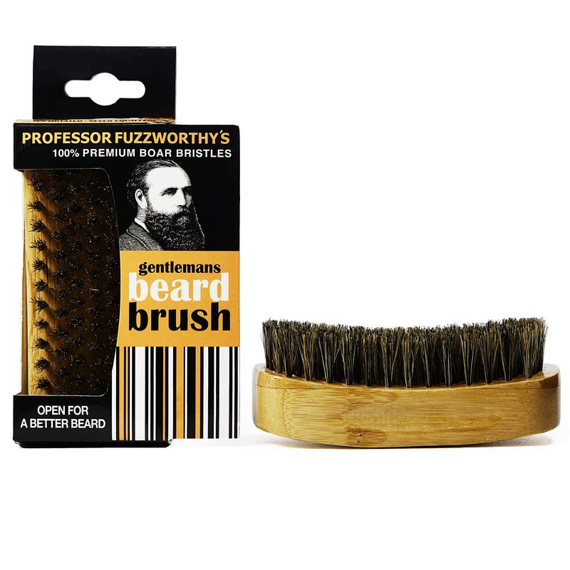 Beard Care Grooming Kit Gift Set | Professor Fuzzworthy Best Beard Shampoo, Conditioner Balm & Boar Bristle Brush | Holiday Gifts for Men | 100% Natural | Organic Essential & Kunzea Oils