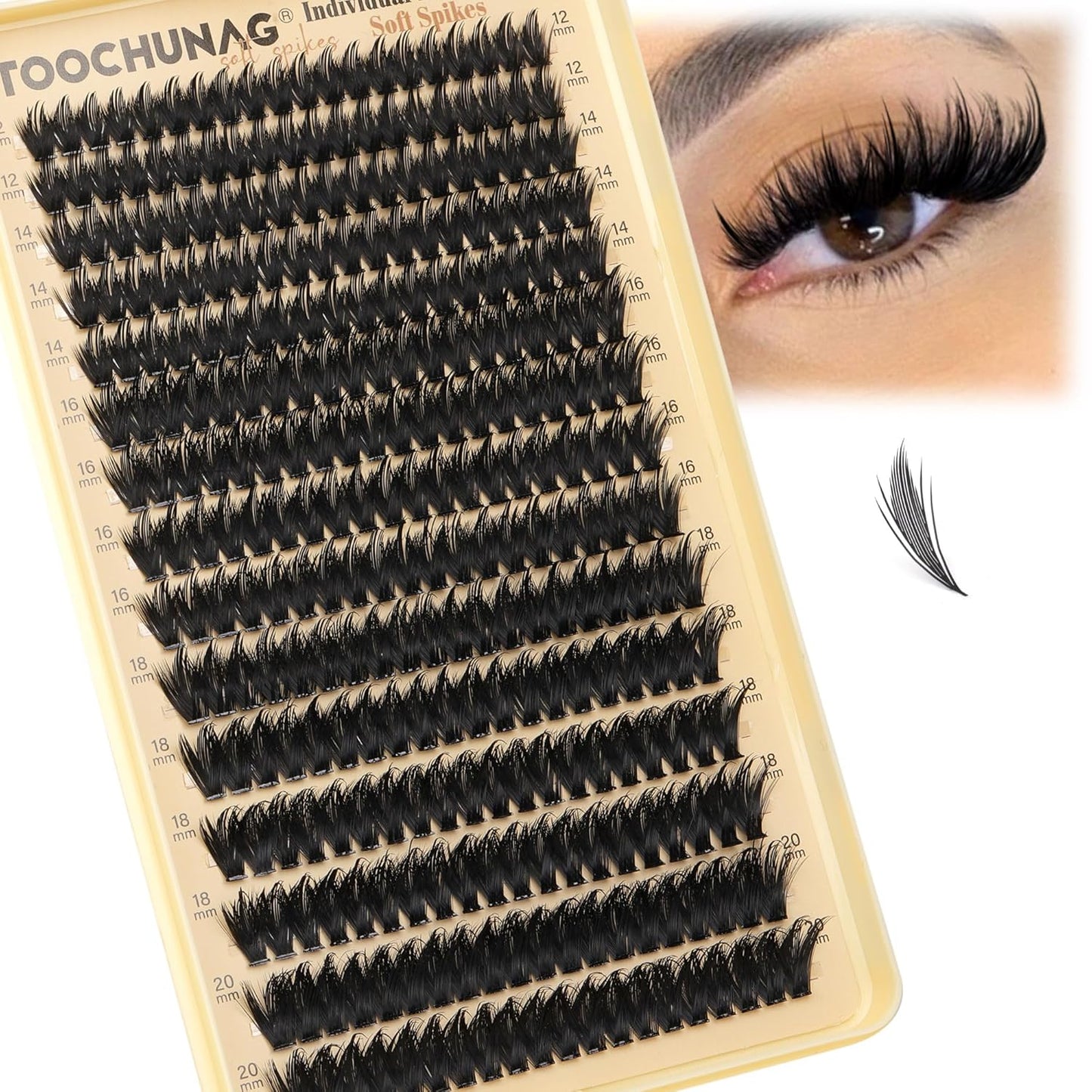 Spiky Manga Lash Clusters - 300pcs Anime Eyelash Extensions | 12-20mm Fairy Lashes for DIY Volume 80D/100D