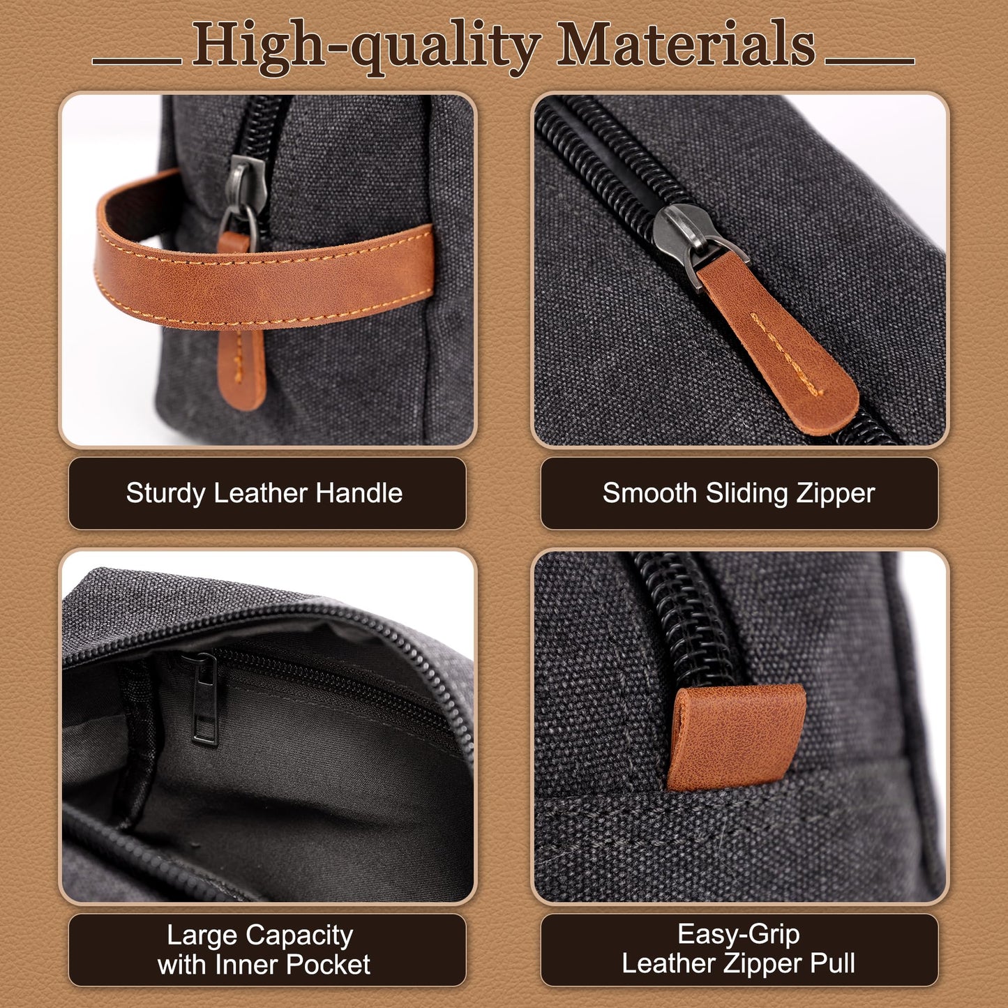 Fincekoom Personalized Embroidered Travel Toiletry Bag for Men, Custom Canvas Shaving Dopp Kit with Name, Customized Fathers Day Toiletry Bags Gifts for Husband Dad Grandpa Boyfriend
