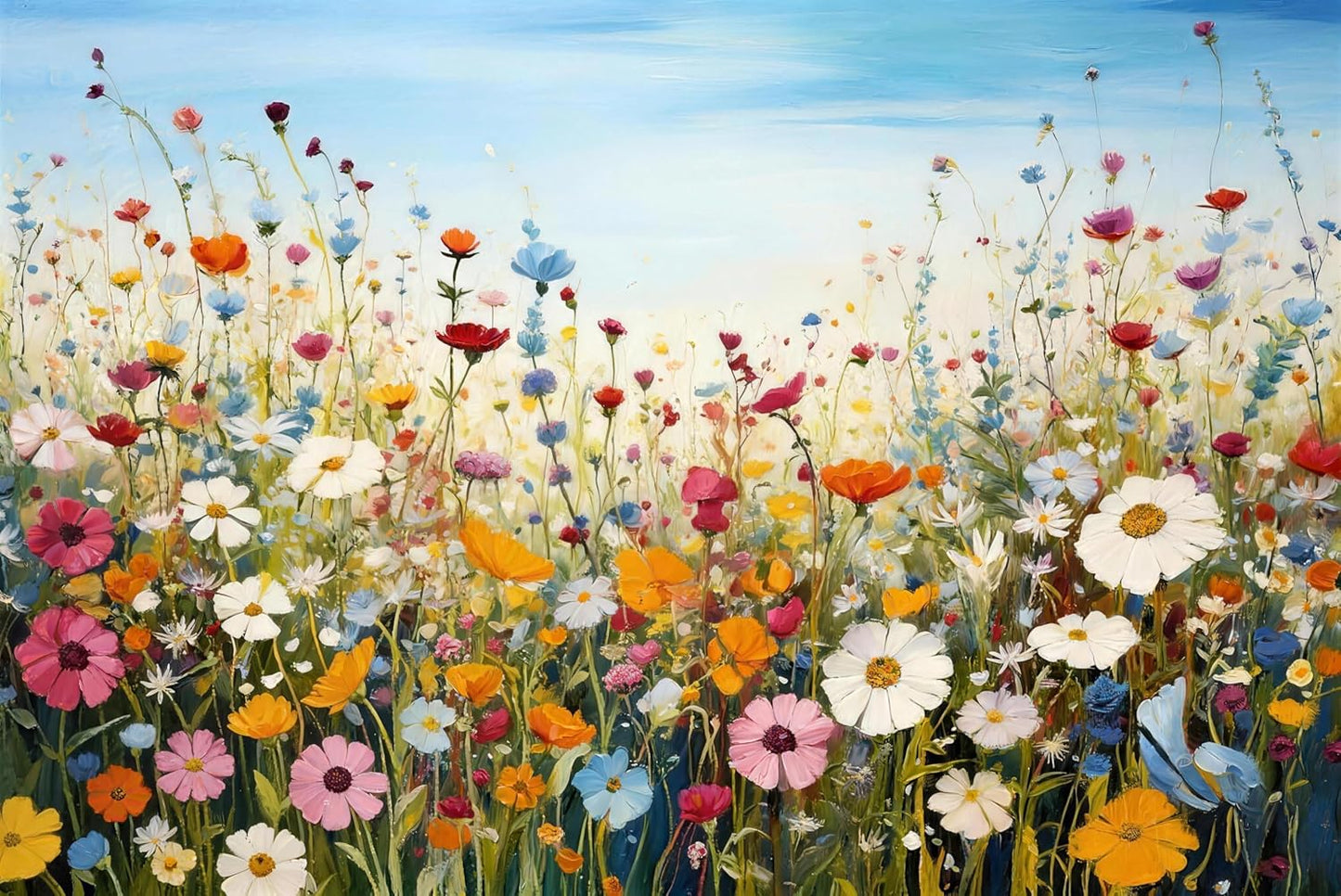 5D Diamond Painting Kit - Sea of Flowers Full Round Drill Art | DIY Crystal Gem Painting, 16x12 Inch
