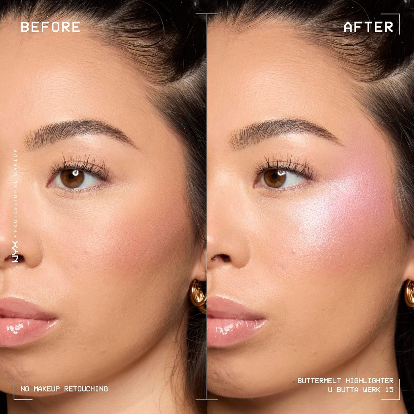 NYX Buttermelt Highlighter - Long-Lasting Powder Highlighter for High Impact Glow | Frosty Pink 15U