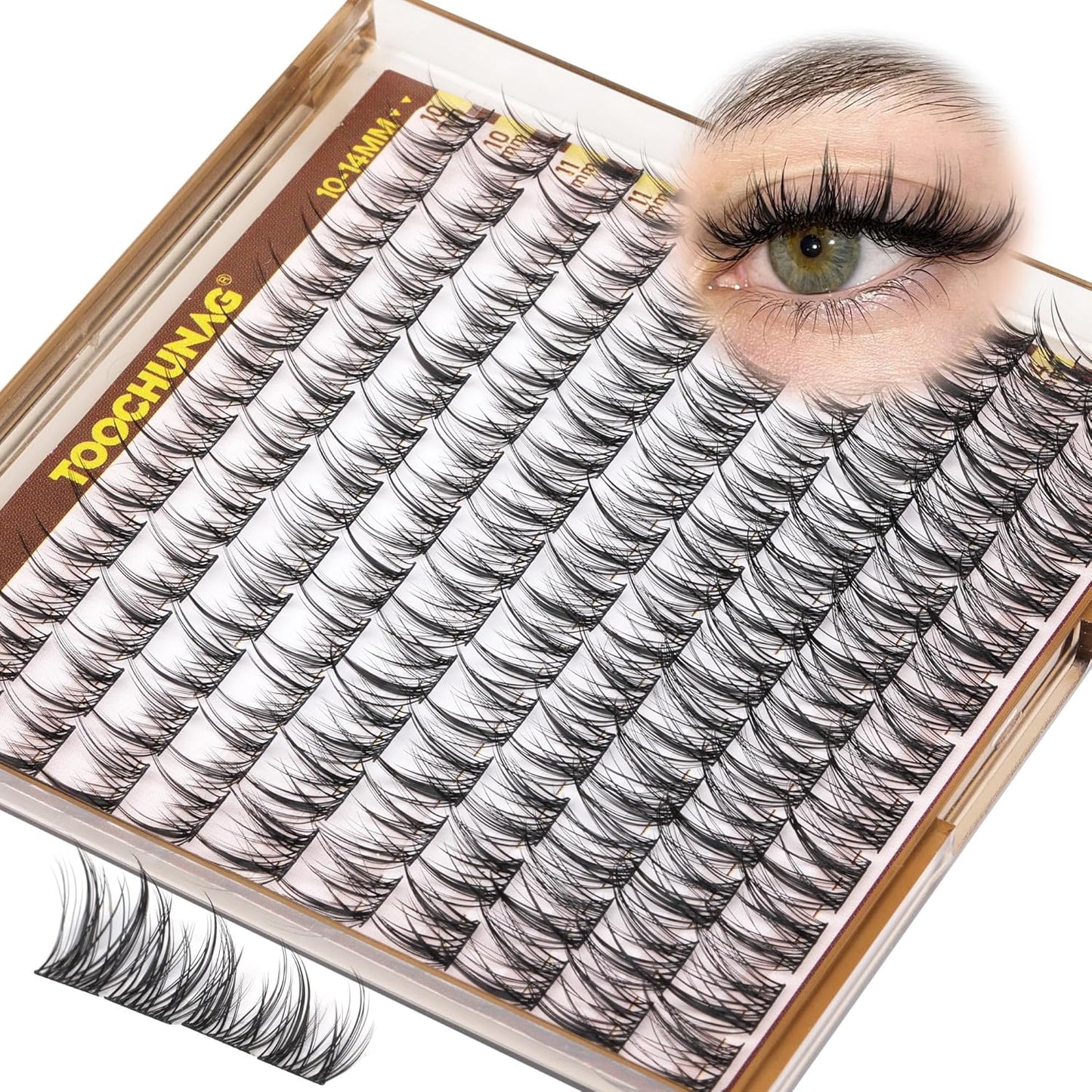 Natural Cluster Eyelash Extensions - Wispy D Curly Individual Lashes | 10-16mm Soft Volume DIY Lash Clusters