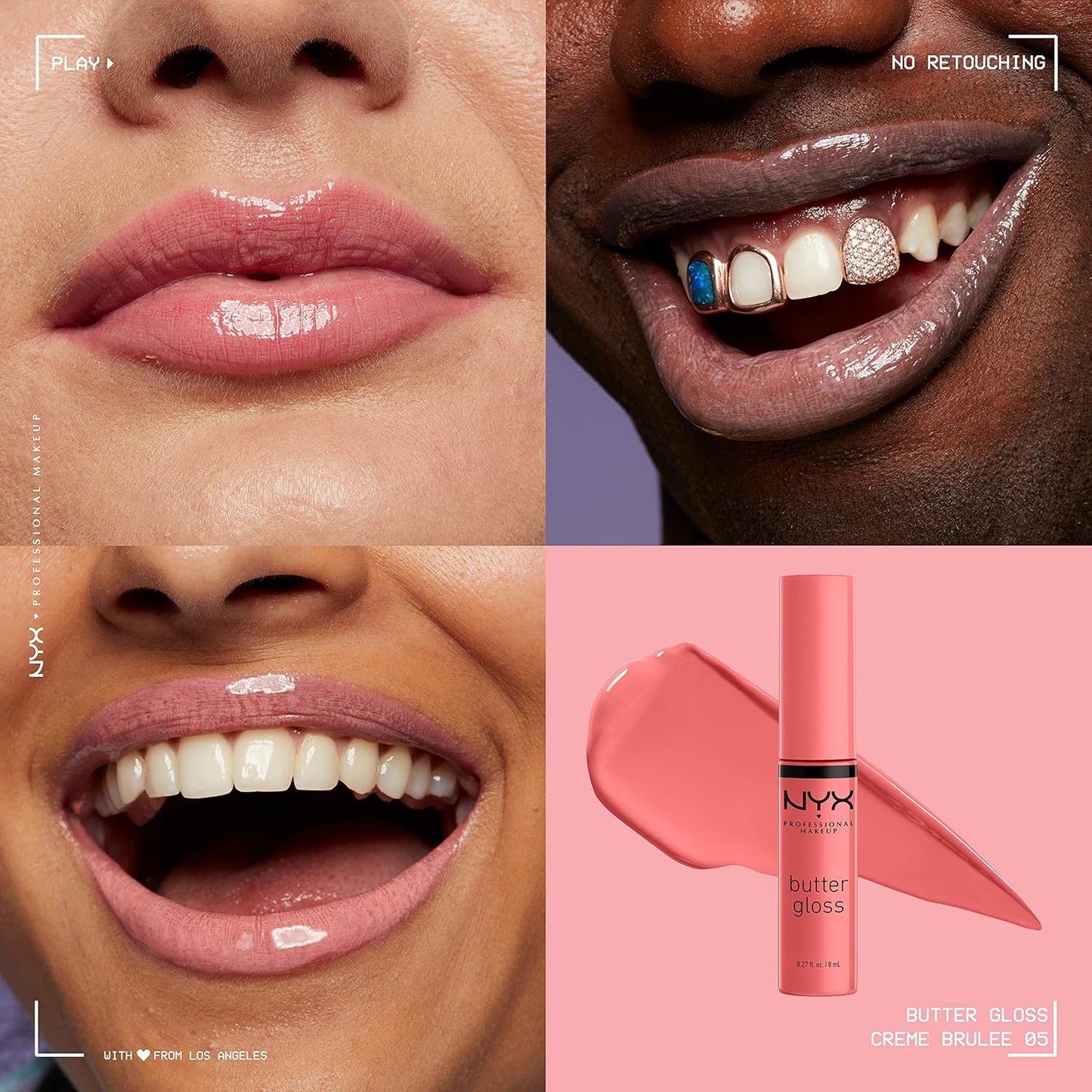 NYX Butter Gloss - Non-Sticky Lip Gloss Set | 3 Shades: Angel Food Cake, Creme Brulee, Madeleine