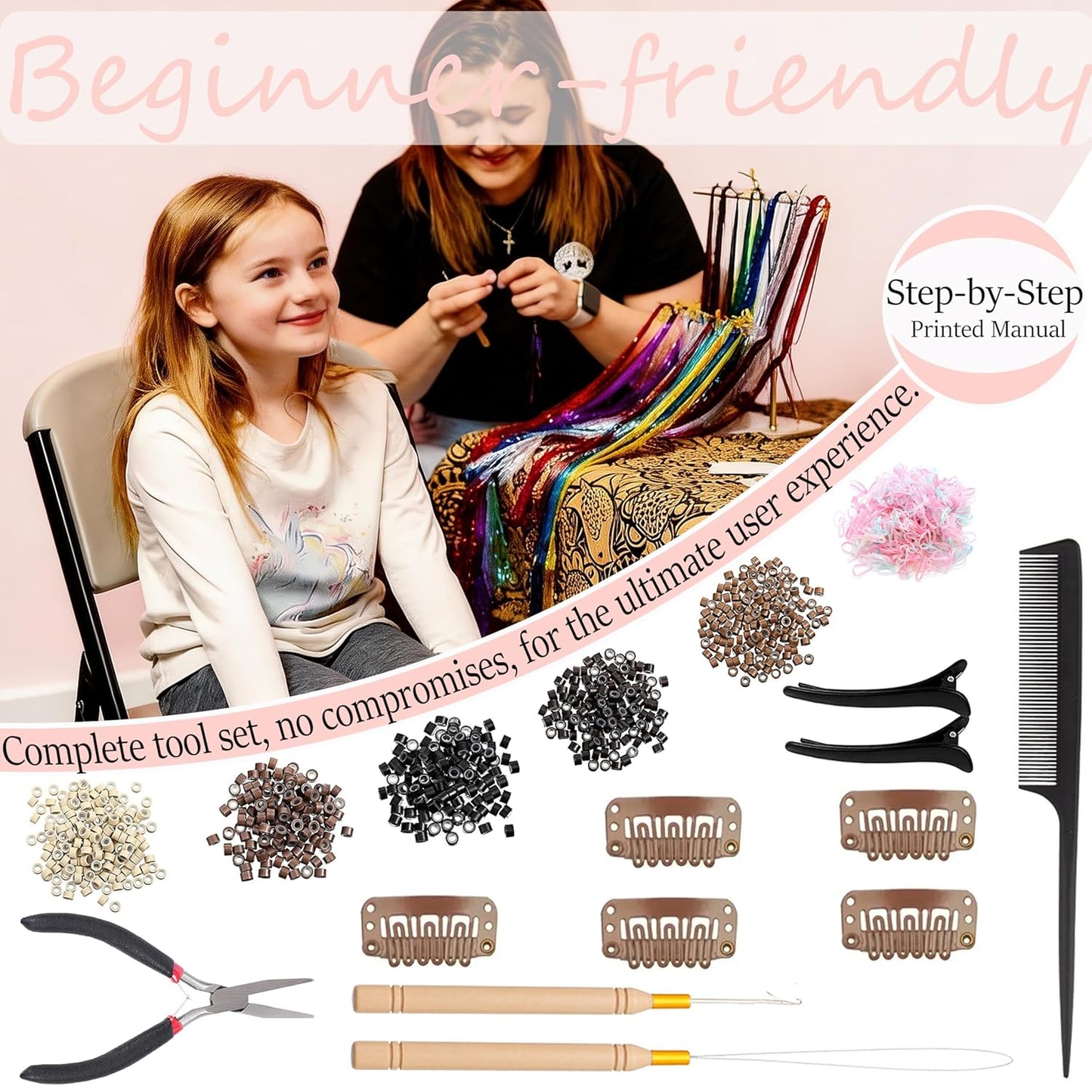 Hair Tinsel Kit - 30 Colors 48-Inch Glitter Extensions | Sparkling Heat-Resistant Fairy Hair for Festivals