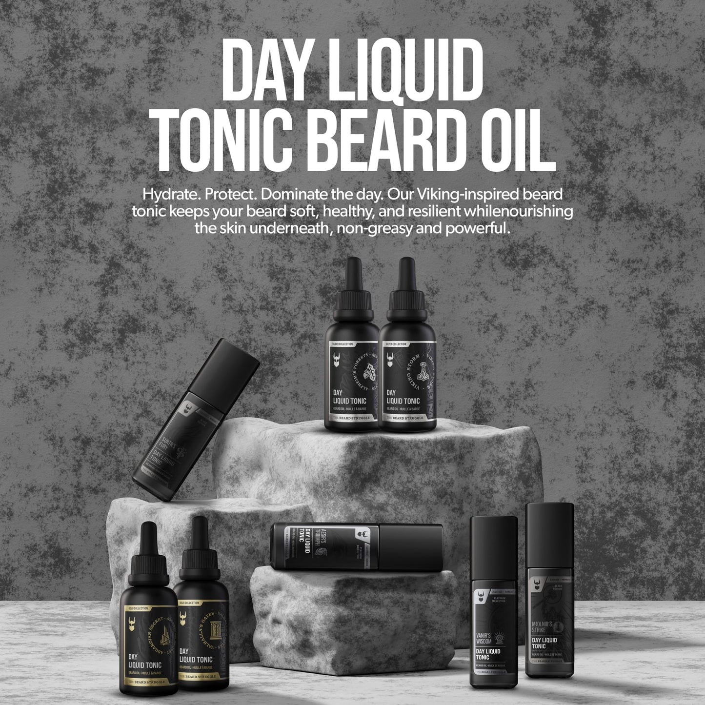 The Beard Struggle - Day Liquid Tonic Beard Oil - Gold Collection, Valhalla's Gates - Beard Oil for Men - Moisturize, Softens Hair, Reduces Itch - Day Time Beard Growth Oil (1 Fl oz)