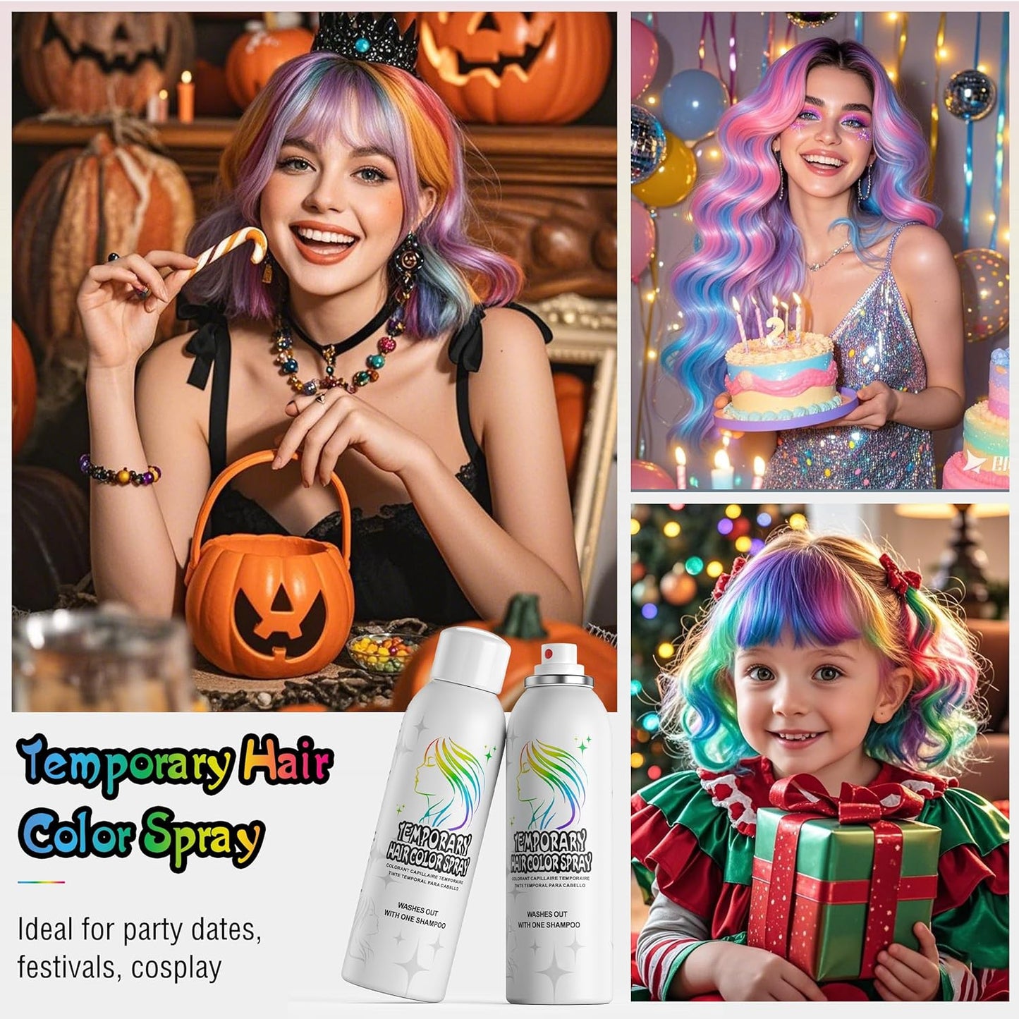 Gold Temporary Hair Color Spray - Washable & Non-Sticky Instant Hair Dye | Perfect for Halloween & Parties, 150ml