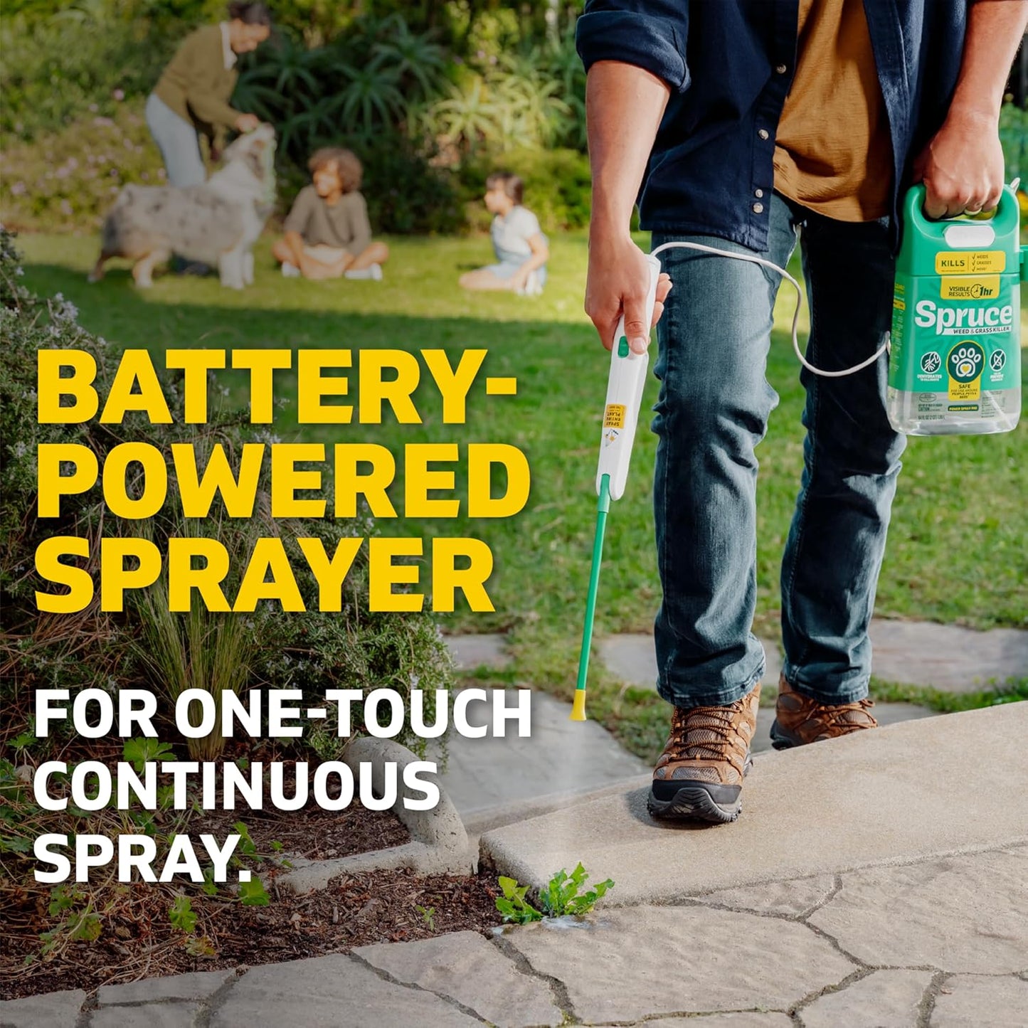Weed Killer Spray Power Wand Kit - Effective Spot Treatment for Lawns & Gardens | 64 oz with 2 AA Batteries