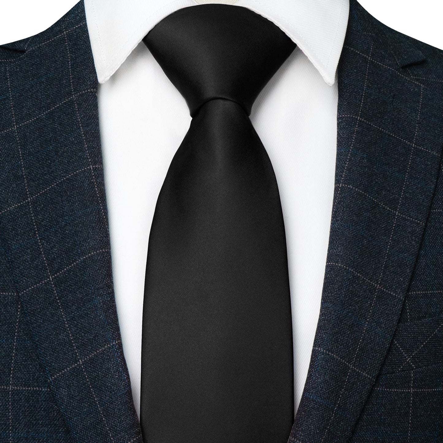 JEMYGINS Black Tie Silk Necktie for Men Business and Wedding