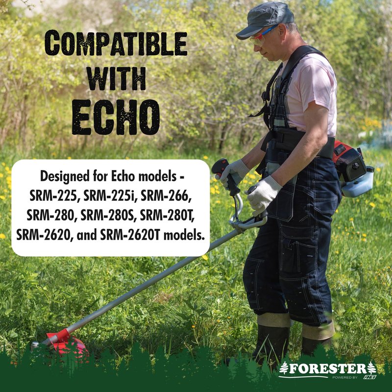FORESTER Brush Cutter Trimmer Conversion Kit with Cut-9, Includes Safety Glasses, Earplugs, Gloves, Harness, Compatible with Echo Models SRM-225, SRM-225i, SRM-266, SRM-280, SRM-280S, and SRM-280T