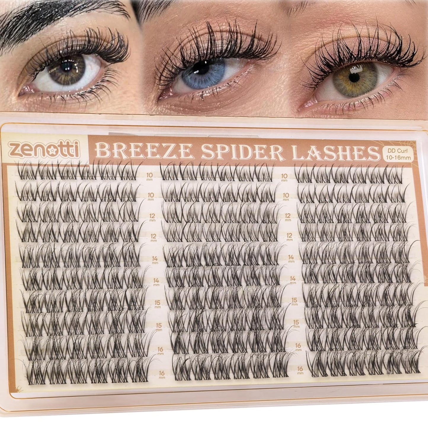 Spider Lash Clusters - Wispy Breeze Natural Eyelash Extensions | D Curl 10-16mm Invisible Band for Daily Wear