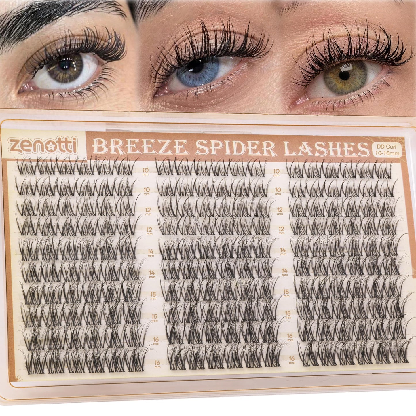 Spider Breeze Lash Clusters DD Curl 180PCS Natural Eyelash Clusters Wispy Cluster Eyelash Extensions Breeze Venus Lashes Cluster with Invisible Band Kim K Style Eyelash Extensions by zenotti