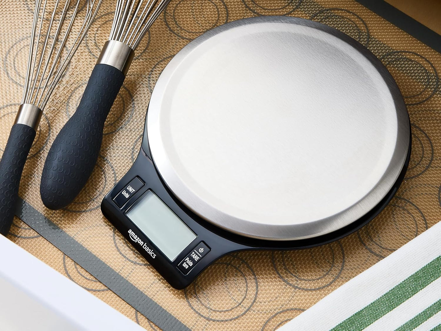 Digital Kitchen Scale - LCD Display, Tare Function, Weighs Up to 11 Pounds | Black & Stainless Steel