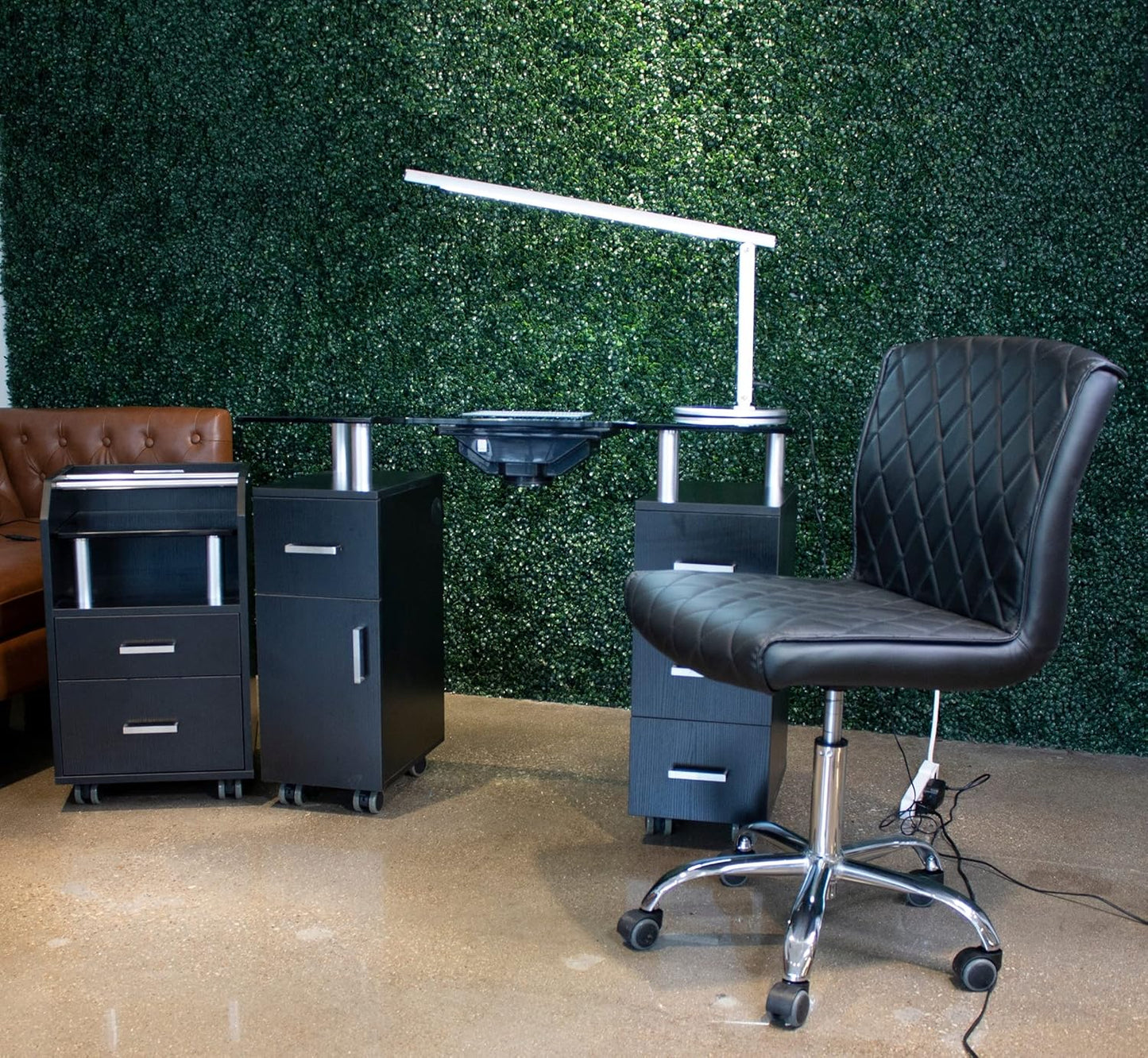 Glass Glow Pedicure Trolley - Stylish Black Cart for Nail Salon Furniture & Equipment