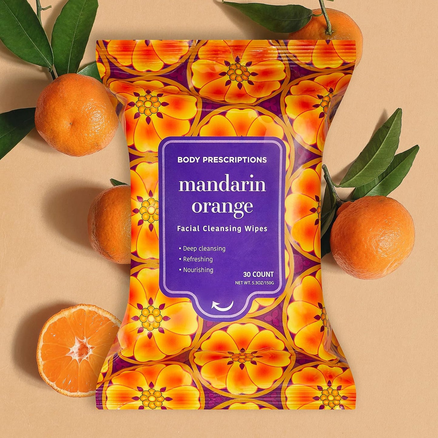 Makeup Remover Wipes - Gentle Cleansing Wipes for Easy Makeup Removal | Mandarin, Orchid, Grapefruit & Jasmine Tea - Bulk Pack