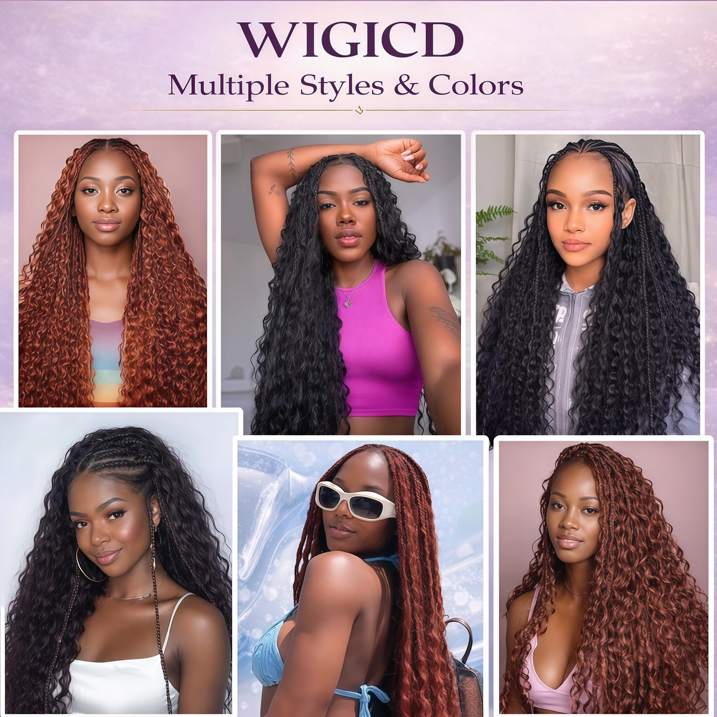 Human Braiding Hair Mix Synthetic Boho Hair for Braiding, 20 Inch Deep Wave Bulk for Boho Braids 2 Pcs Curly Bohemian Wet and Wavy Braiding Hair(1B, 20 Inch-2pcs)