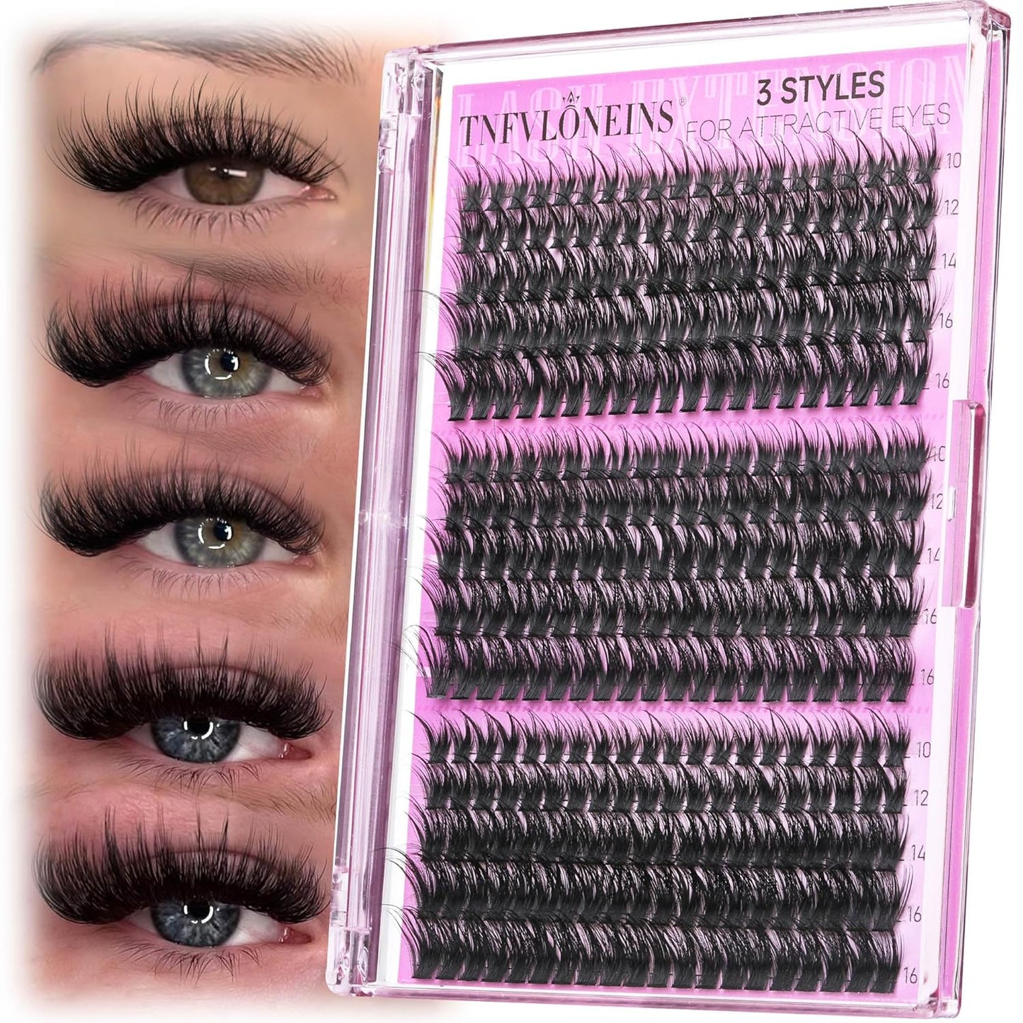 Lash Clusters - Wispy Spiky Individual Eyelash Extensions | DIY D Volume (10-16MM, 3 Styles)