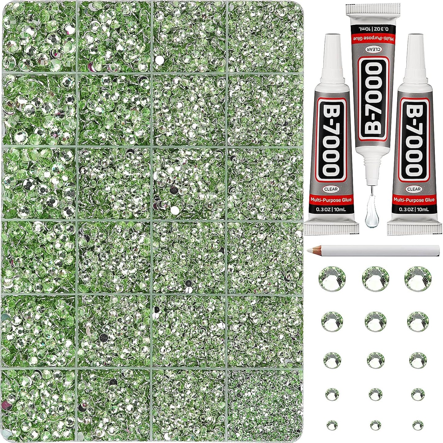 Red Rhinestones Bedazzler Kit - 6500 Pcs Flatback Crystals & B7000 Glue | 2-6mm Resin Gems for Crafts, Clothes, Shoes, Nails