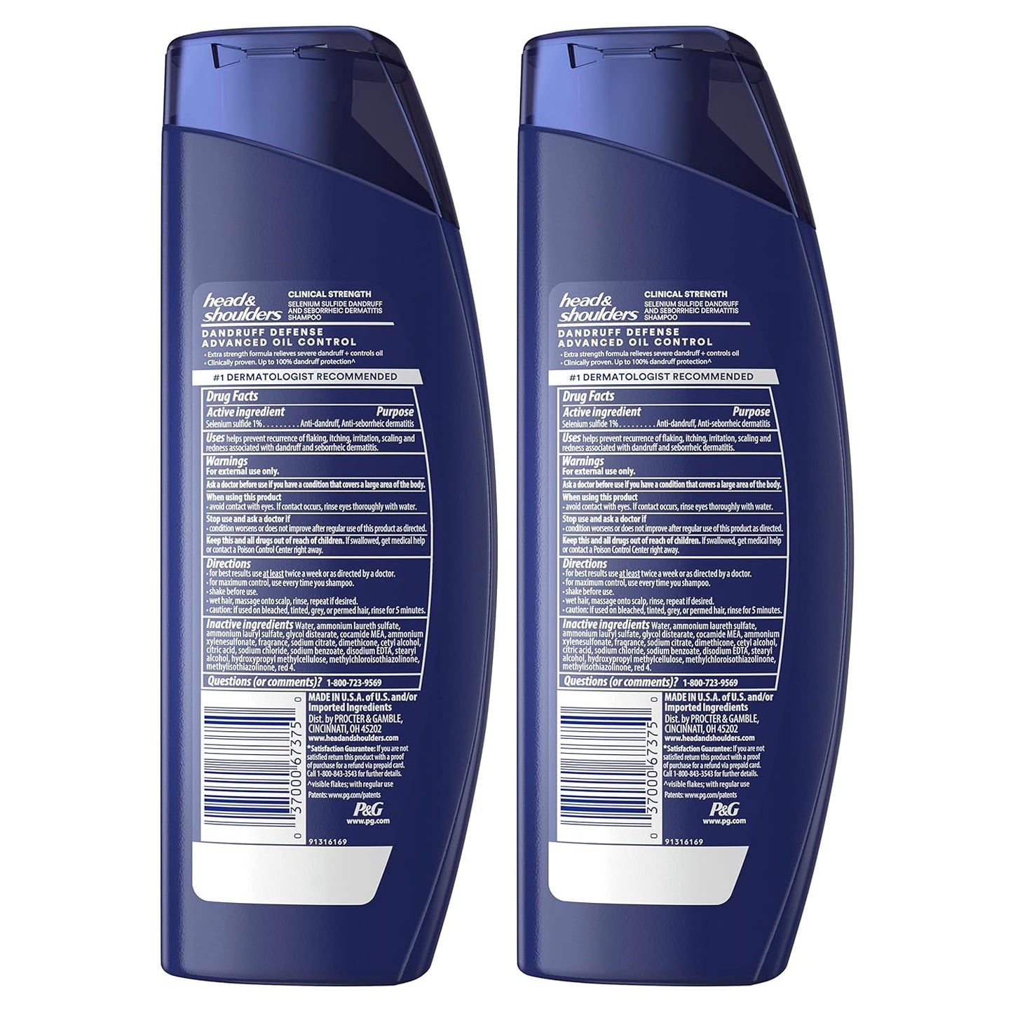 Head & Shoulders Anti-Dandruff Shampoo - Clinical Strength 1% Selenium Sulfide | Oil Control, 13.5 fl oz Each