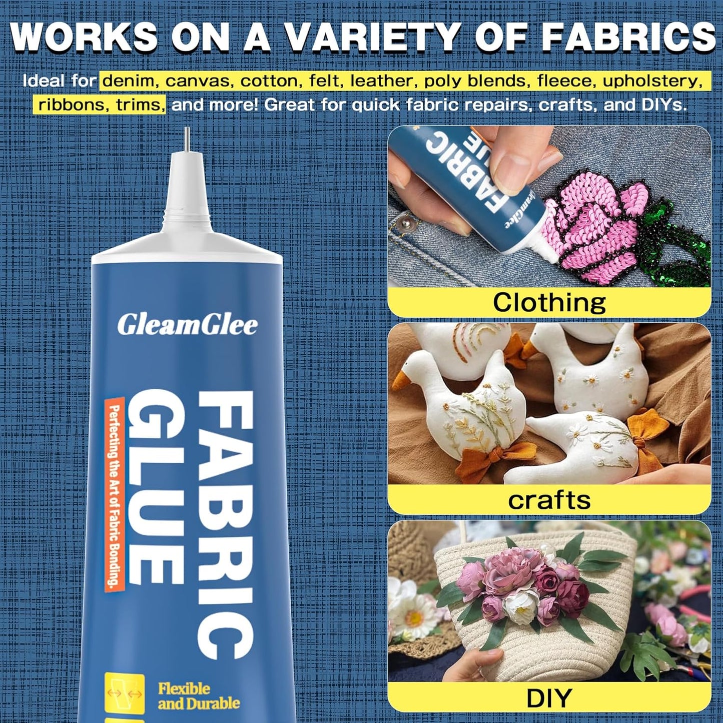 Permanent Fabric Glue - Extra Strong Washable Adhesive for Clothing Repairs, Crafts & Upholstery | 100ml (3.38 oz)
