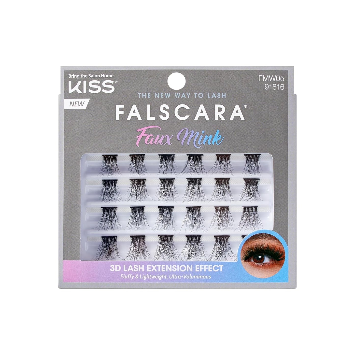 KISS Falscara Multipack - Faux Mink Wisps False Eyelashes | 24 Reusable Lash Clusters, 12mm-16mm Sizes
