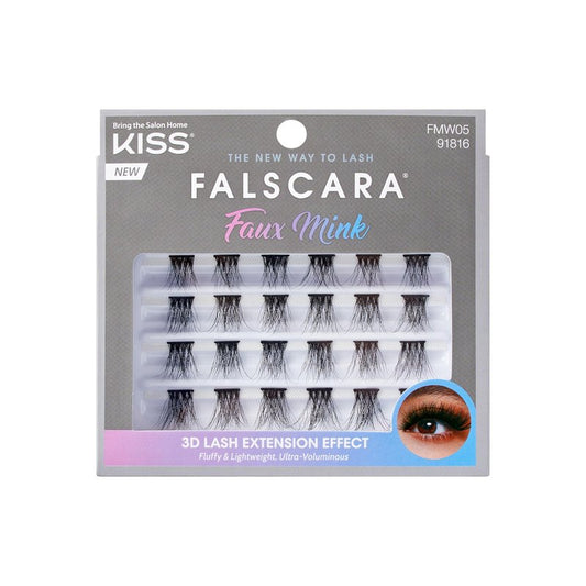 KISS Falscara Multipack, False Eyelashes, Lash Clusters, 'Faux Mink Wisps', 12mm-14mm-16mm, Includes 24 Wisps, Contact Lens Friendly, Easy to Apply, Reusable Strip Lashes