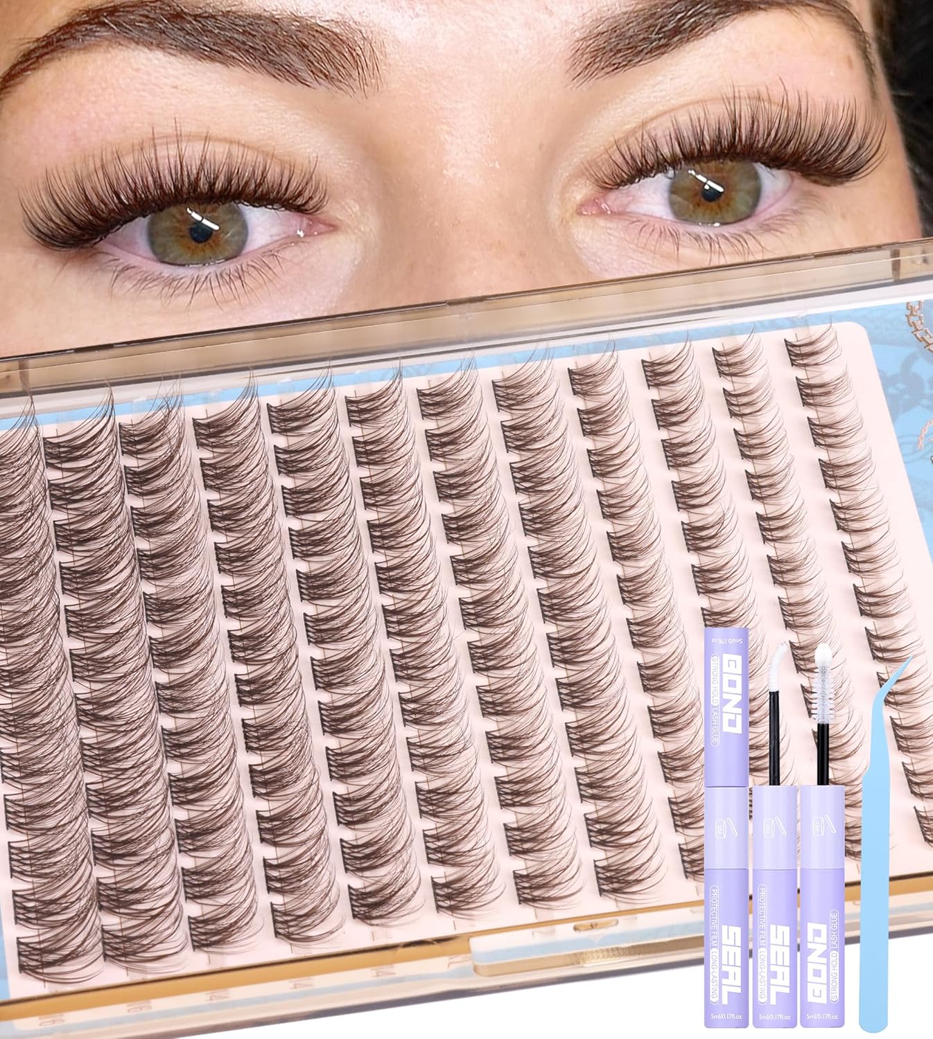 Natural DIY Lash Extensions - C-Curly Cluster Eyelashes | 216 Pcs Wispy Cat Eye Lashes for Beginners