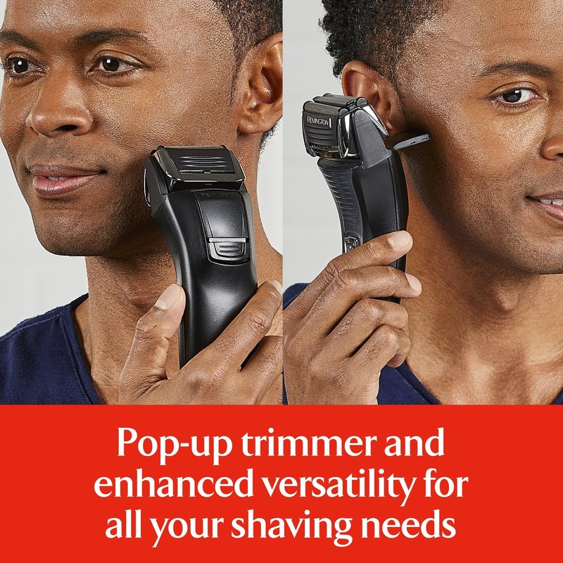 Remington F5 Power Series Foil Shaver, Electric Razor for Men, Cordless Rechargeable with Pop Up Trimmer, Pivot & FlexFoil Technology, Lightweight Handheld Design, Black (Pack of 2)