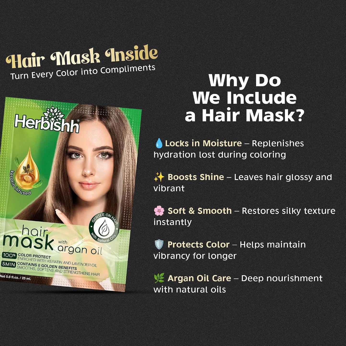 Herbishh Hair Color Shampoo for Gray Hair - Natural 3-in-1 Dye | Dark Coffee, 500ML, Lasts 3-4 Weeks