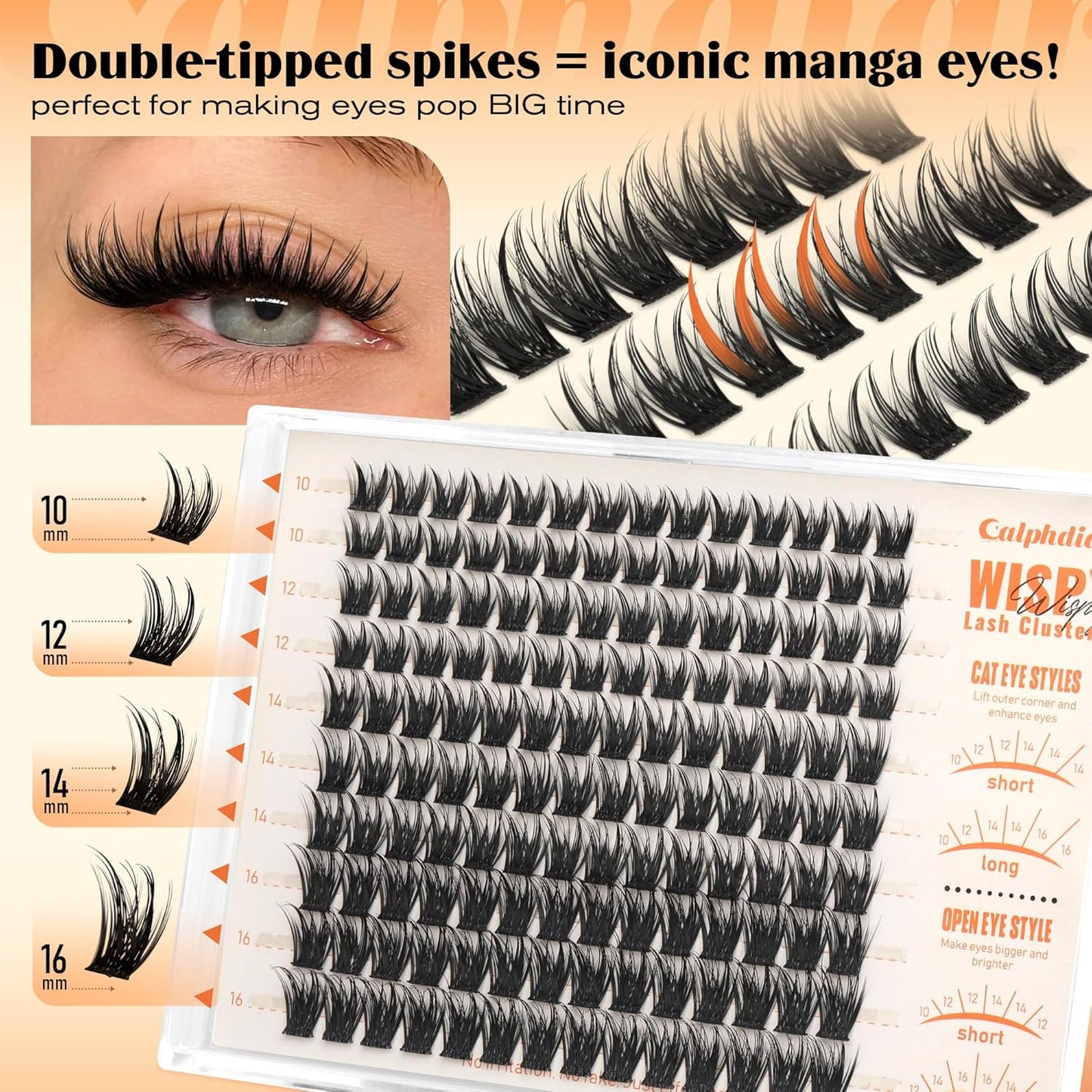 Wispy Eyelash Clusters - Bunny Spiky D Curl Extensions | Natural Soft Individual Lashes 10-16mm