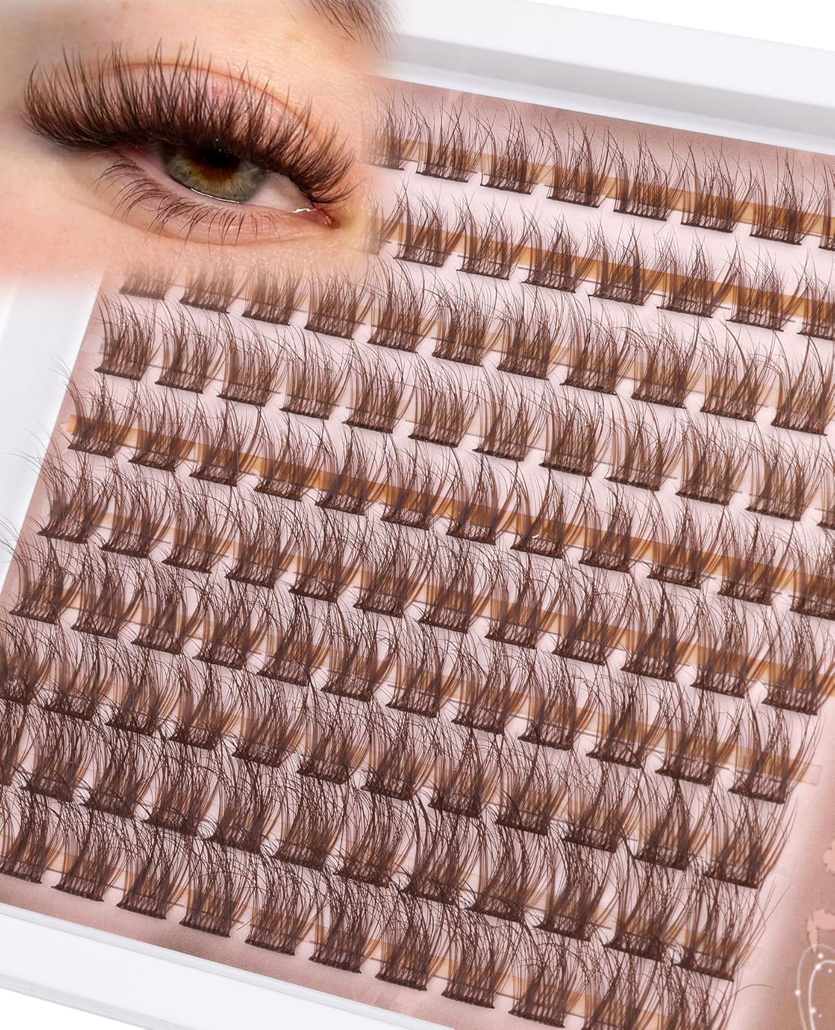 Natural DIY Lash Extensions - C-Curly Cluster Eyelashes | 216 Pcs Wispy Cat Eye Lashes for Beginners