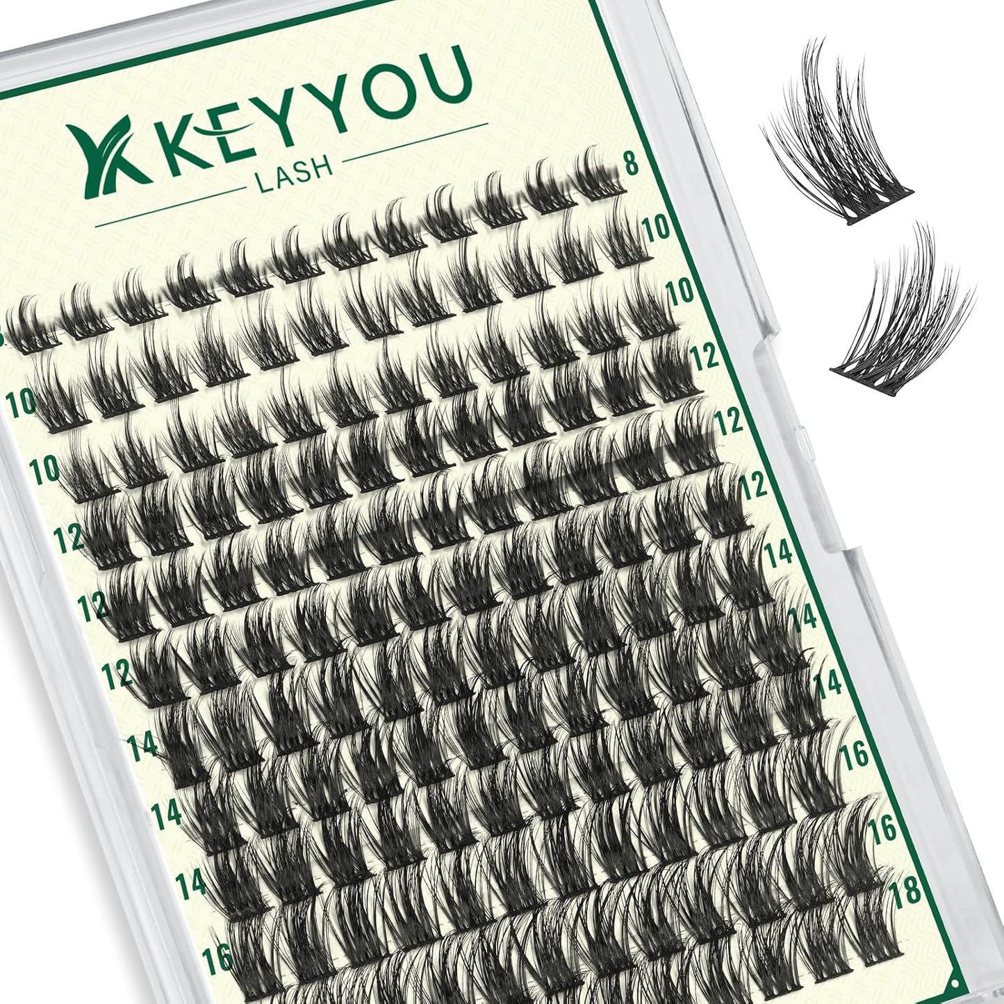 KEYYOU 3D Eyelash Clusters - 280pcs Wispy Volume Lashes | 80D D Curl, 9-18mm Mix