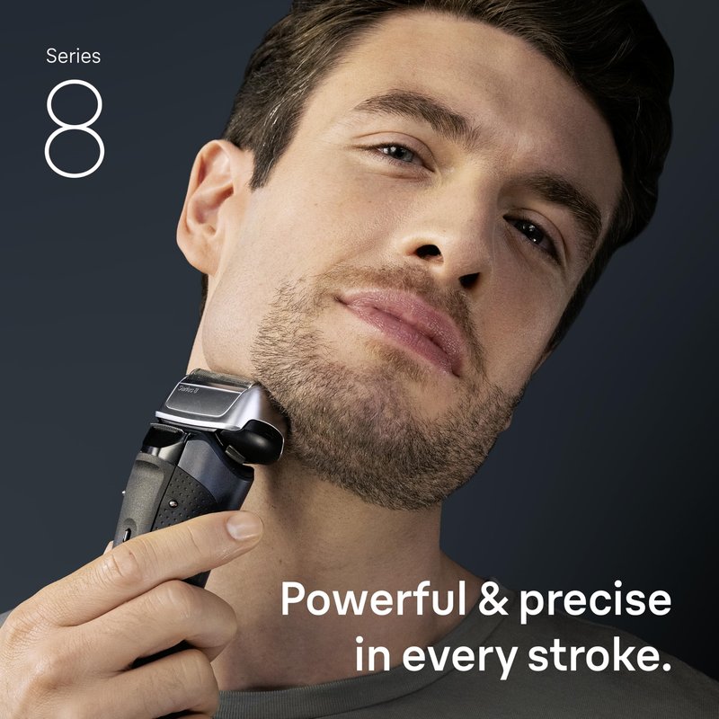 Braun Series 8 8560cc Electric Razor for Men, 4+1 Shaving Elements & Precision Long Hair Trimmer, 5in1 SmartCare Center, Close & Gentle Even on Dense Beards, Wet & Dry Electric Razor, 60min Runtime