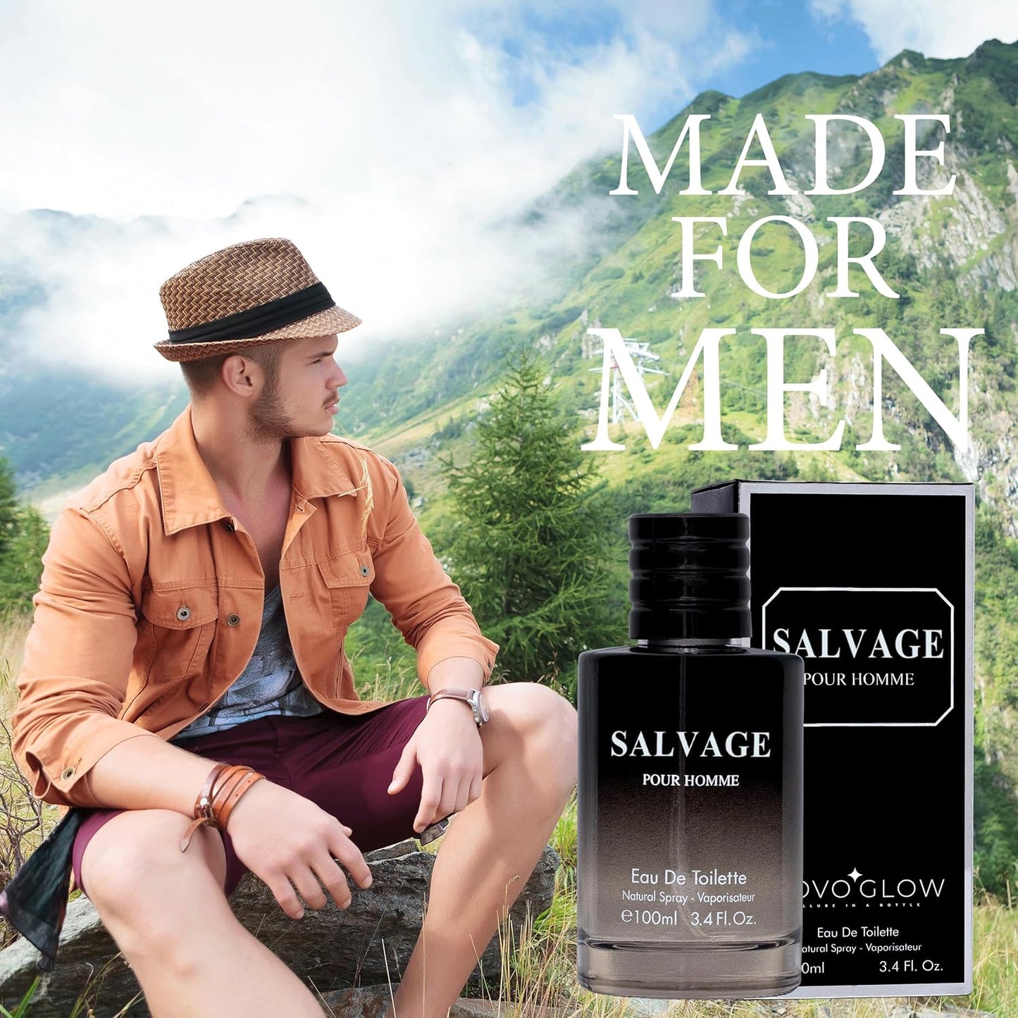 Men's Eau De Toilette Spray - Refreshing & Warm Casual Cologne | 3.4 Oz - Perfect Holiday Gift
