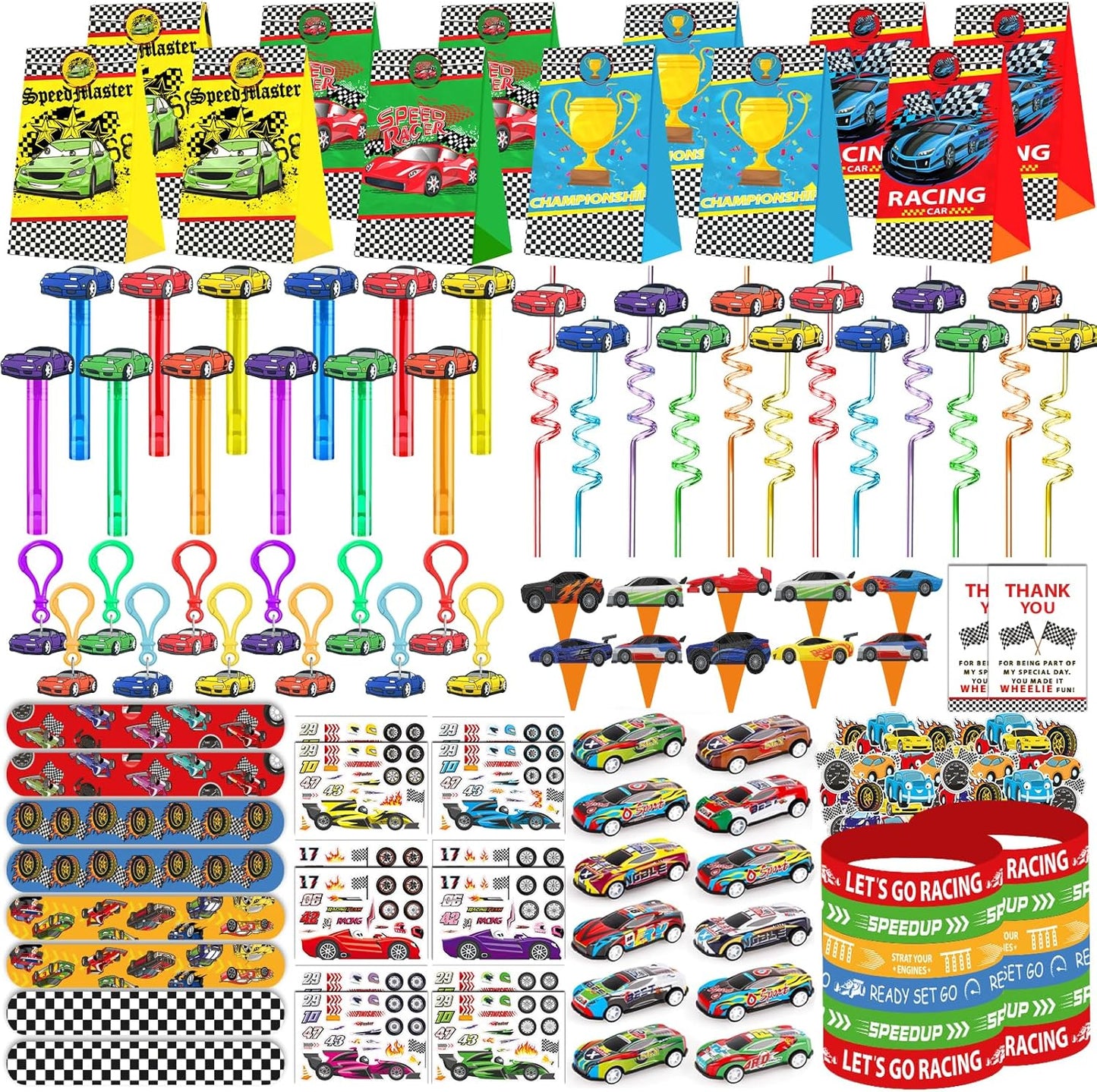 Race Car Birthday Party Favors - 232PCS Goodie Bag Stuffers & Decorations | Cars Theme Supplies