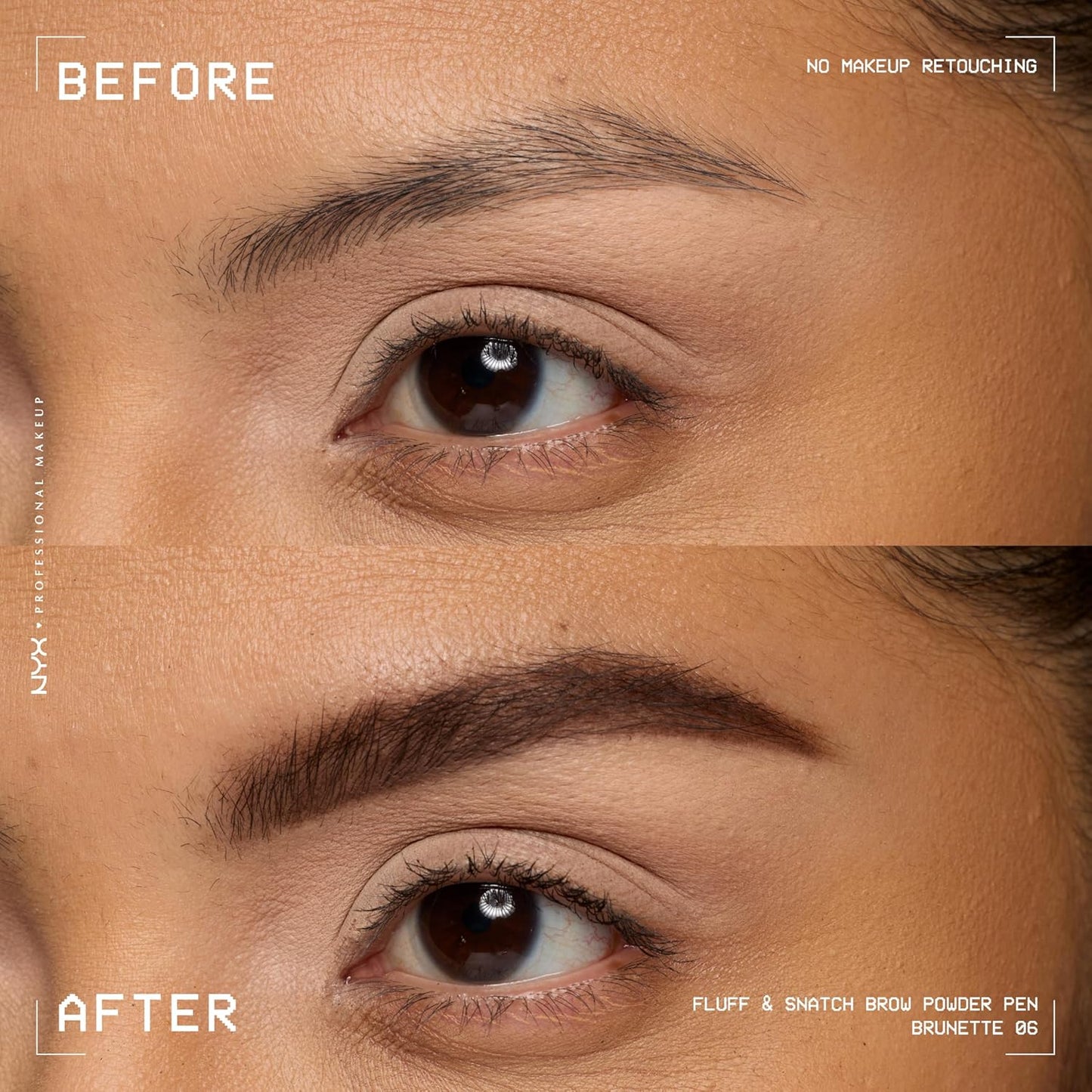 NYX Fluff & Snatch Brow Powder Pen | Cream To Powder Eyebrow Pen For Defined, Smudge-Resistant Brows - Brunette