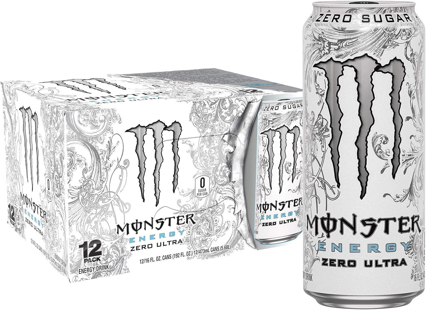 Monster Energy Zero Ultra Sugar Free Energy Drink - 16 Oz | Pack of 15 Cans